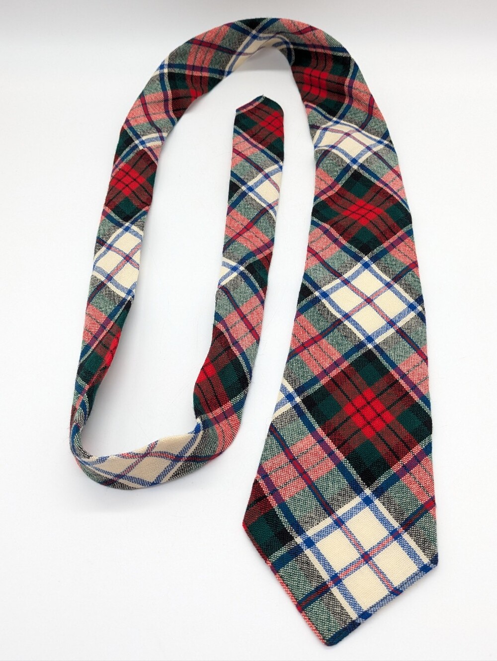 Vintage Macduff Scotland Red Green Tartan Plaid Wool Tie - Picture 3 of 5